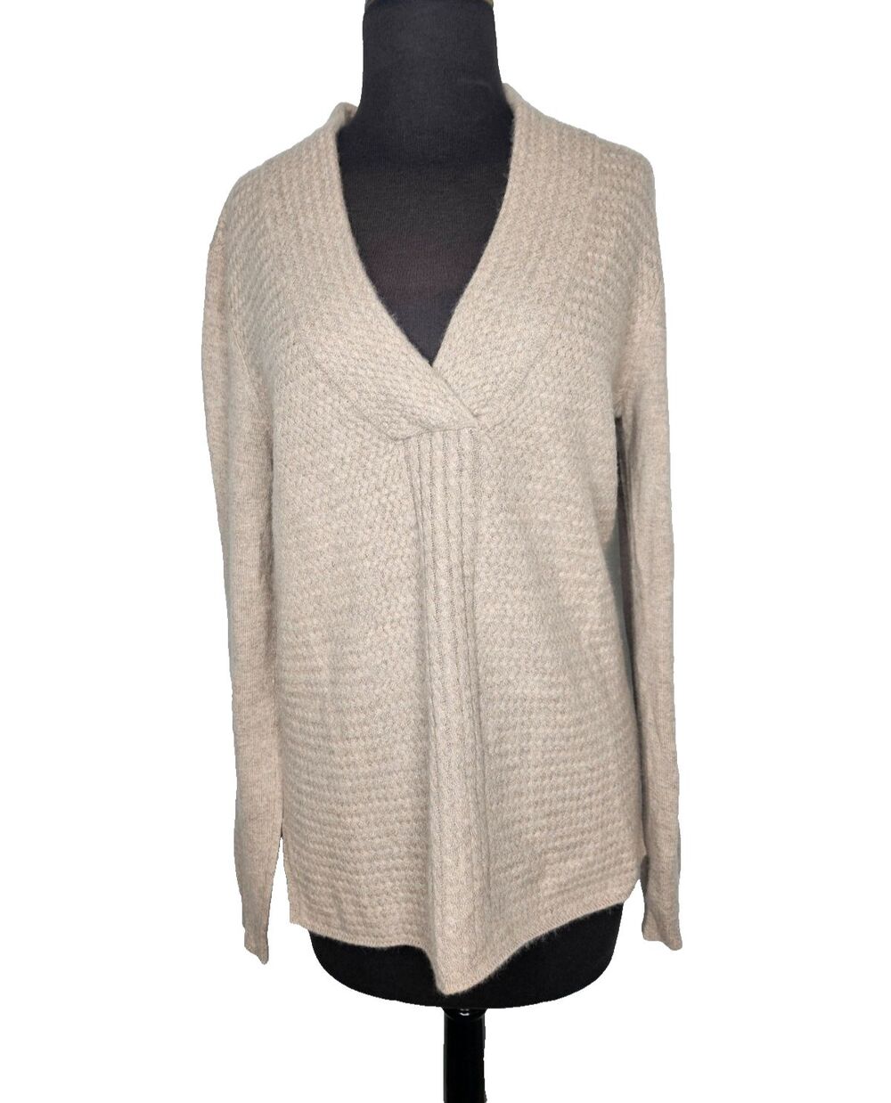 DADDY'S DAUGHTERS Pure Mongolian Cashmere Sweater S Jumper Pullover Beige V-Neck